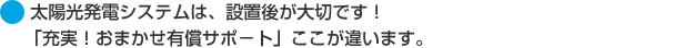 太陽光発電システムは、設置後が大切です！